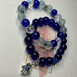 Blue Evil Eye Protection Bracelet Set